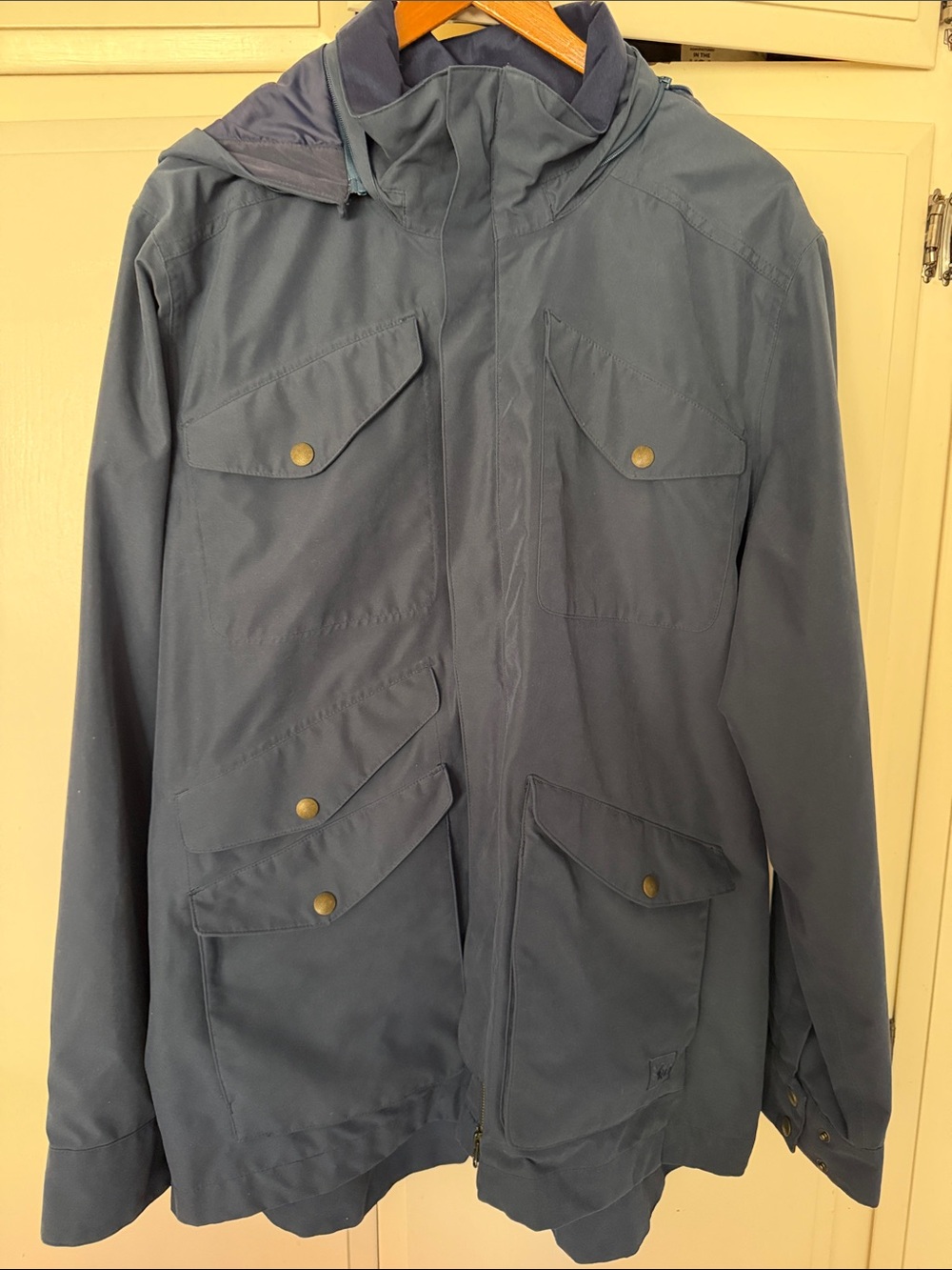 REI Men's Navy Blue Hooded Raincoat